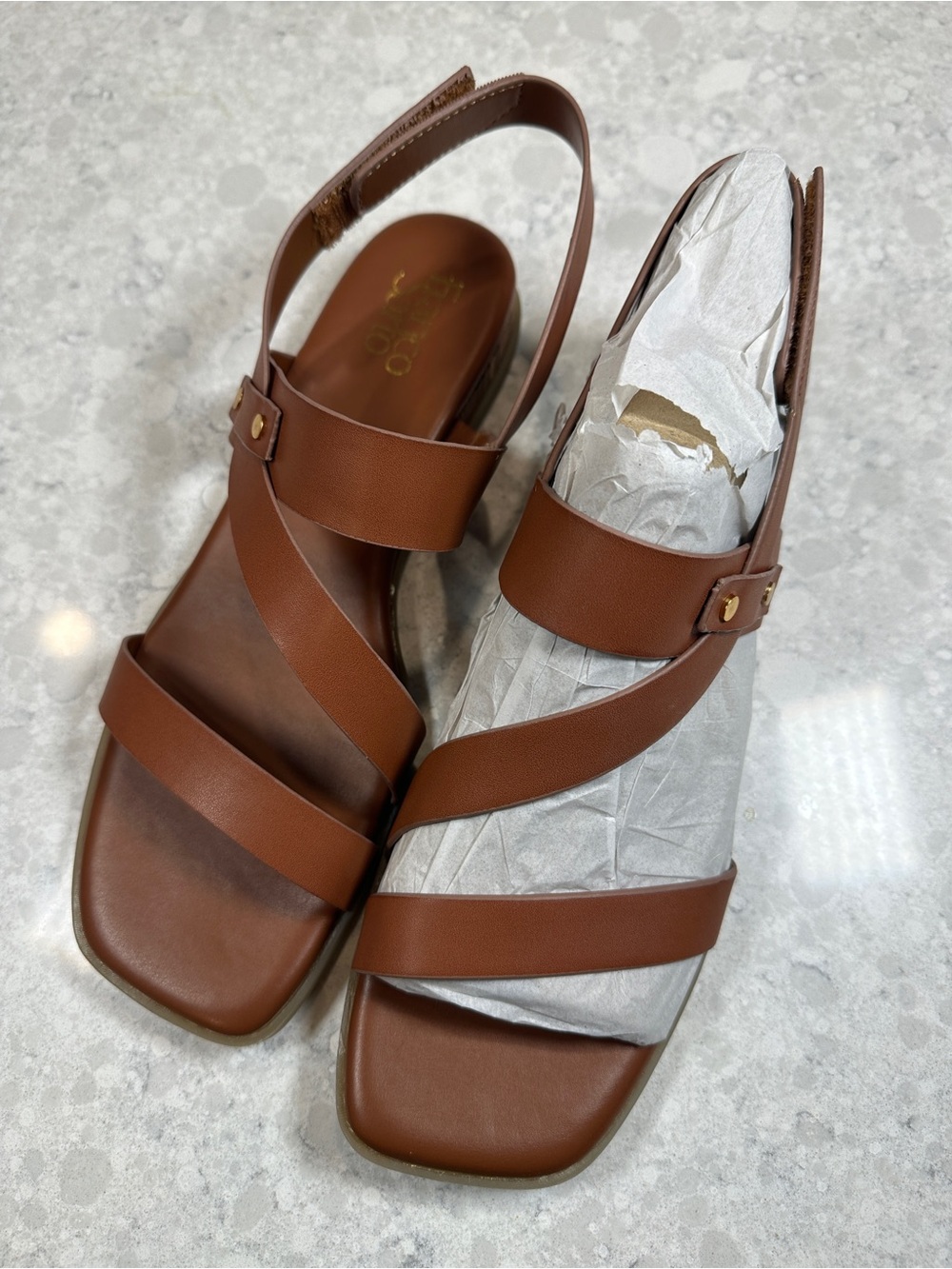Franco Sarto Chestnut Brown Slingback Strappy Sandals